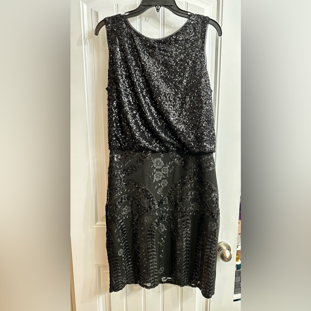 R&M Richards Black Sequin/Embroidered Dress - Size 10